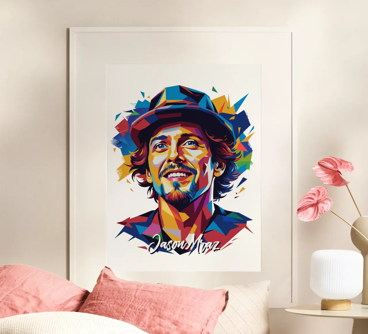 Jason Mraz Portrait in WPAP Pop Art carta hahnemühle da vectorartnesia
