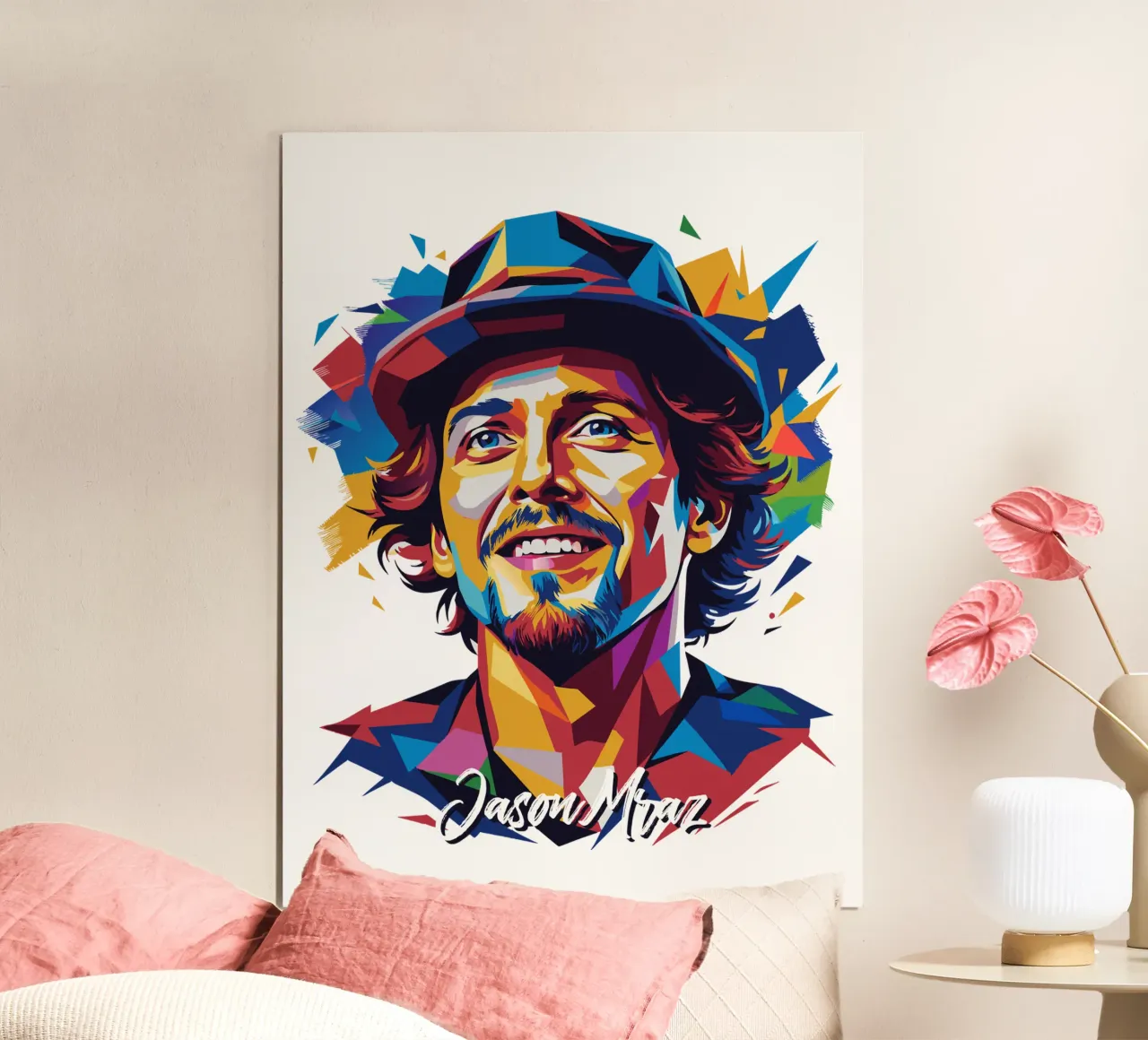 Jason Mraz Portrait in WPAP Pop Art carta hahnemühle da vectorartnesia