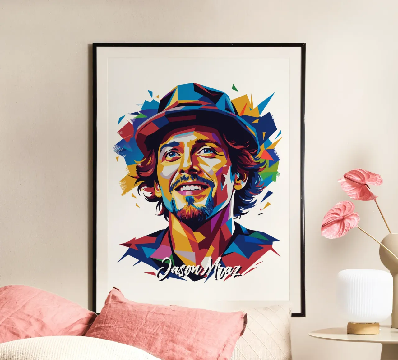 Jason Mraz Portrait in WPAP Pop Art carta hahnemühle da vectorartnesia
