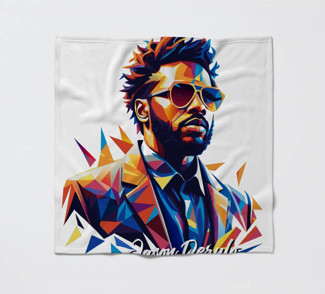 Jason Derulo Portrait in WPAP Pop Art fleece blanket by vectorartnesia
