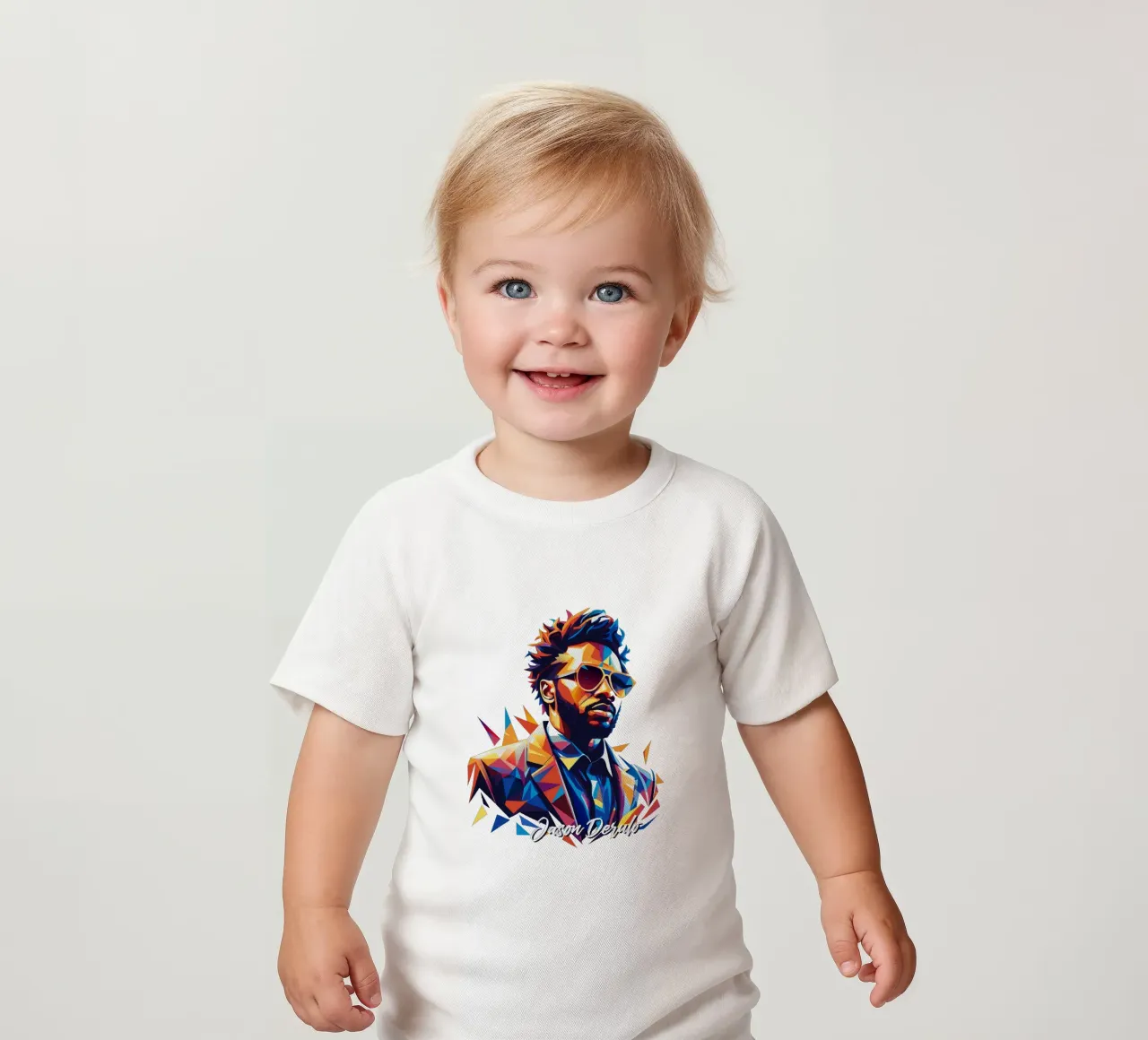 Jason Derulo Portrait in WPAP Pop Art baby t-shirt van vectorartnesia