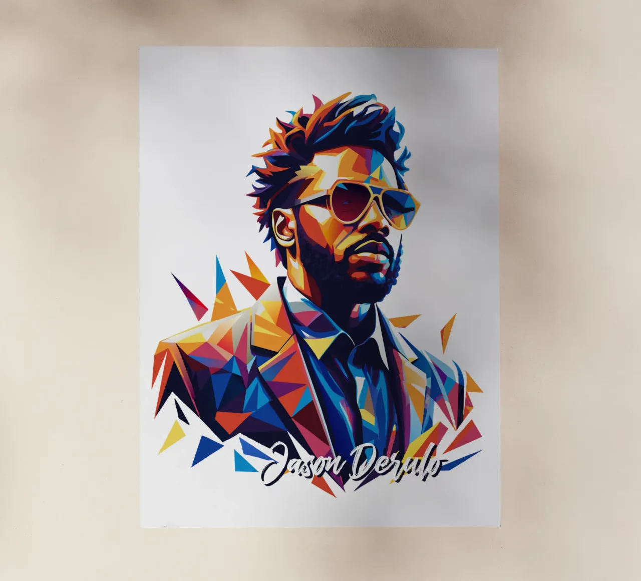 Jason Derulo Portrait in WPAP Pop Art pellicola backlit da vectorartnesia