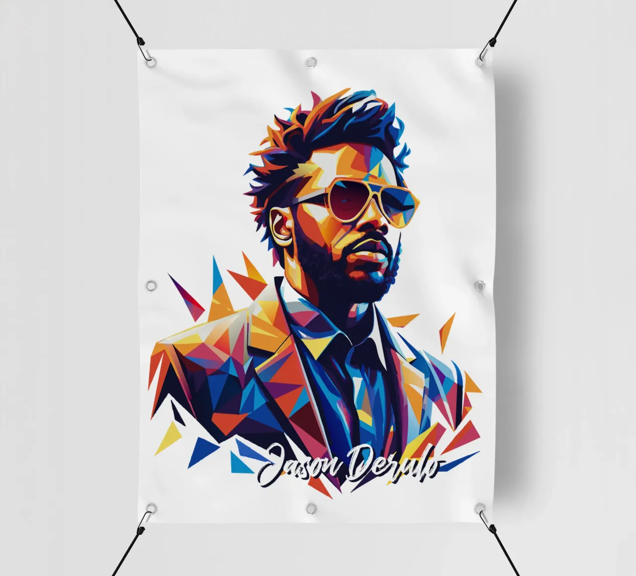 Jason Derulo Portrait in WPAP Pop Art telo in pvc da vectorartnesia