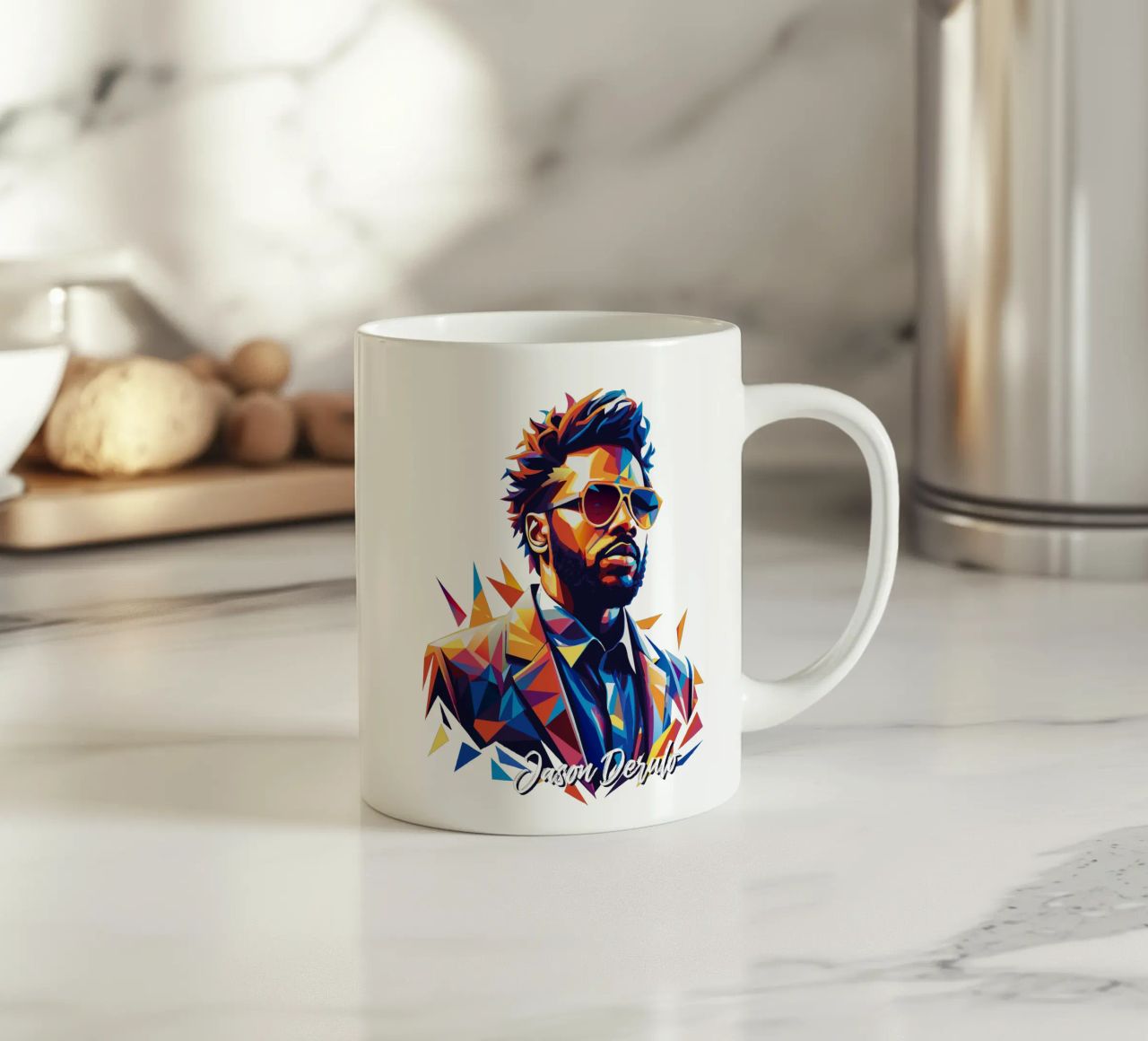 Jason Derulo Portrait in WPAP Pop Art tazza in ceramica da vectorartnesia