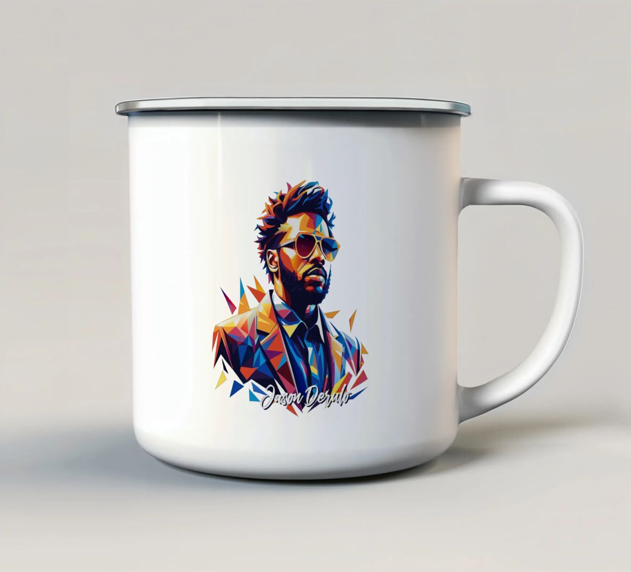 Jason Derulo Portrait in WPAP Pop Art tazza in smalto da vectorartnesia
