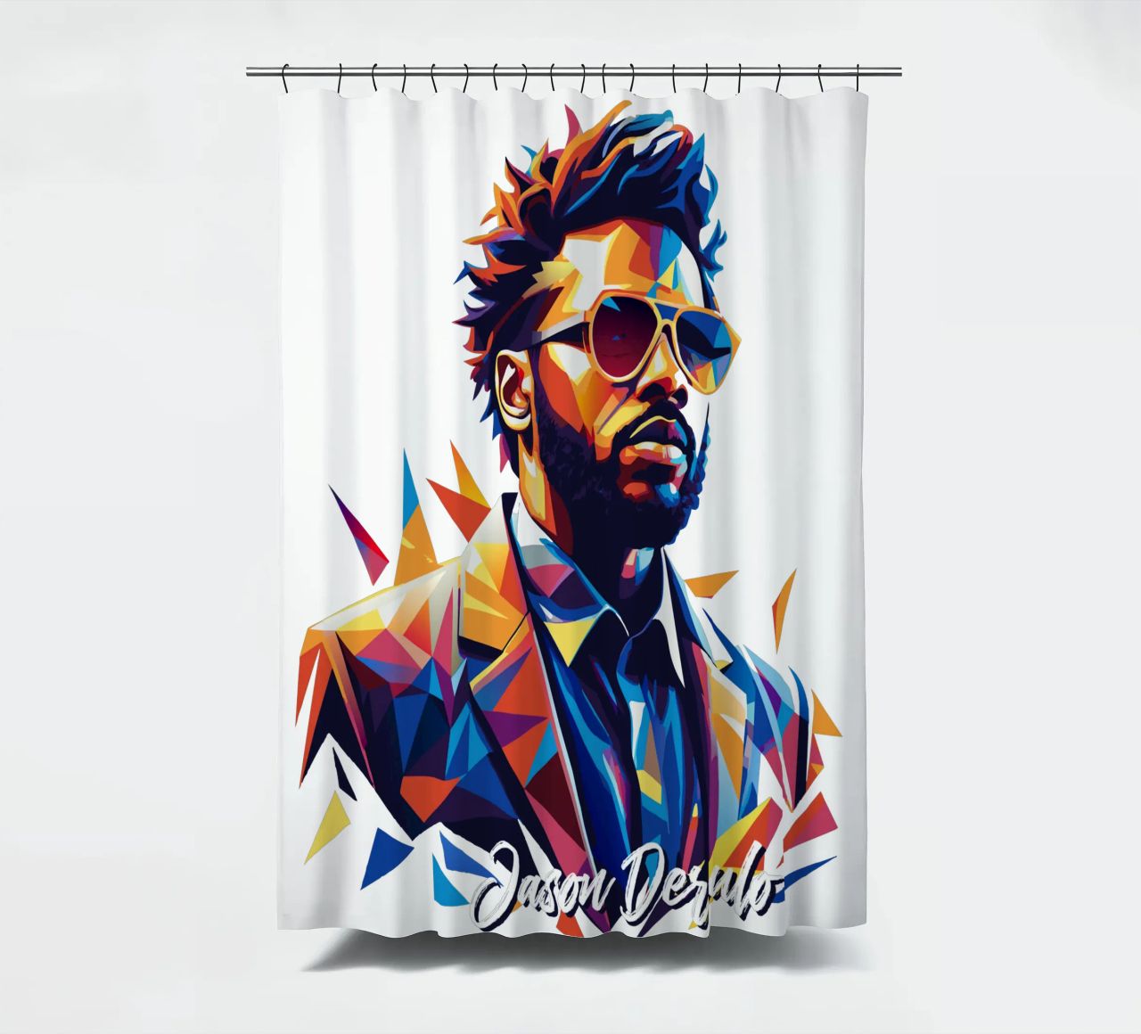 Jason Derulo Portrait in WPAP Pop Art tenda da doccia da vectorartnesia