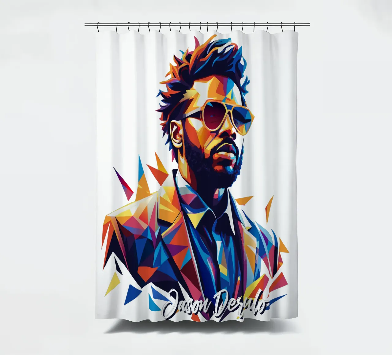 Jason Derulo Portrait in WPAP Pop Art tenda da doccia da vectorartnesia