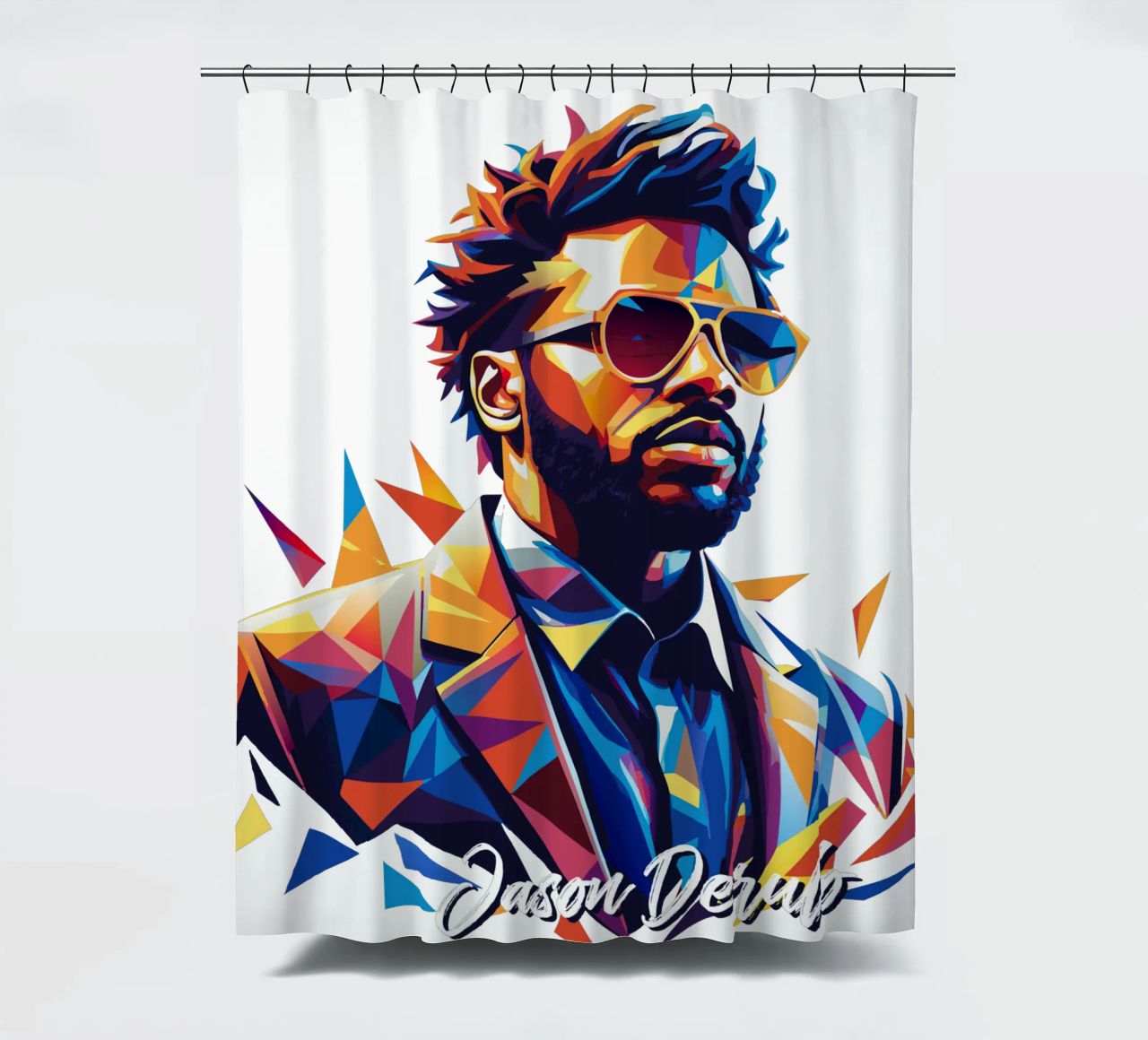 Jason Derulo Portrait in WPAP Pop Art tenda da doccia da vectorartnesia