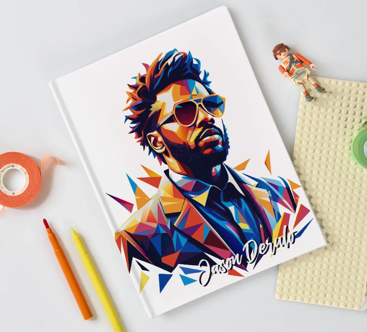 Jason Derulo Portrait in WPAP Pop Art Notizbuch von vectorartnesia