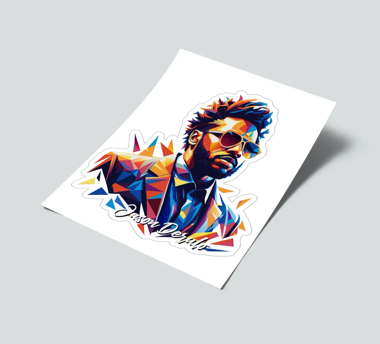 Jason Derulo Portrait in WPAP Pop Art foglio adesivo da vectorartnesia