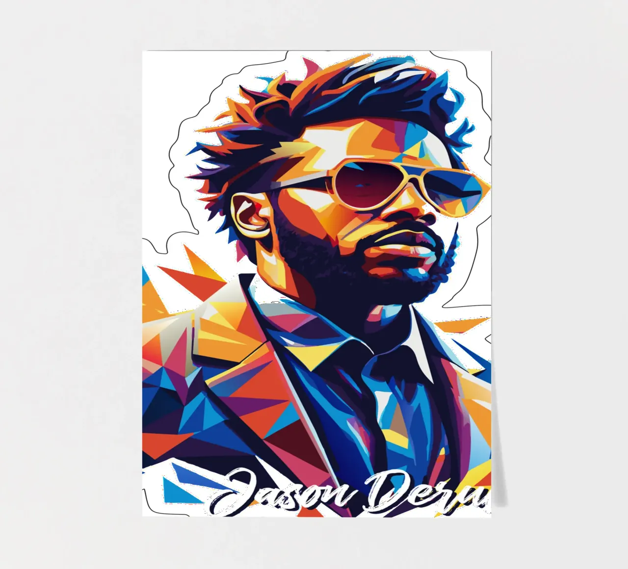 Jason Derulo Portrait in WPAP Pop Art foglio adesivo da vectorartnesia