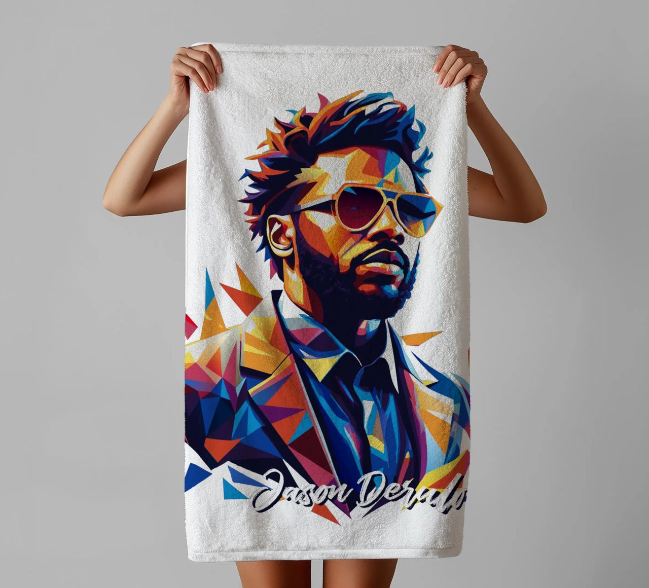 Jason Derulo Portrait in WPAP Pop Art asciugamano da bagno da vectorartnesia