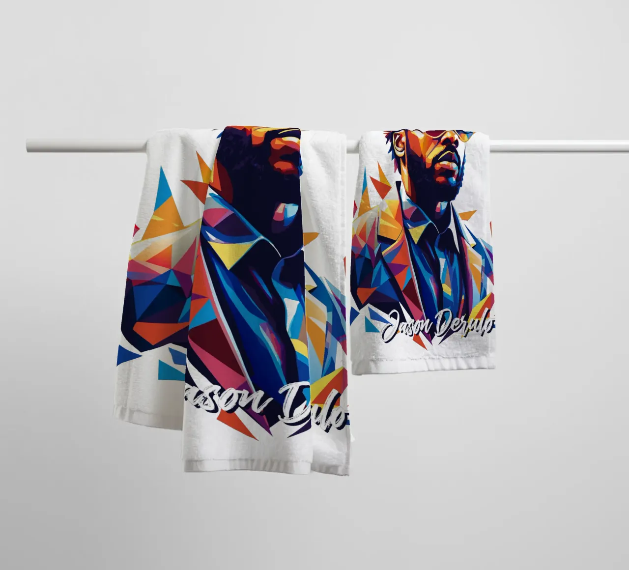 Jason Derulo Portrait in WPAP Pop Art badhanddoek van vectorartnesia