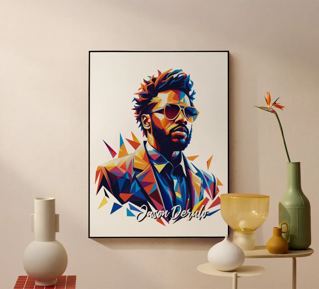 Jason Derulo Portrait in WPAP Pop Art plexiglass da vectorartnesia