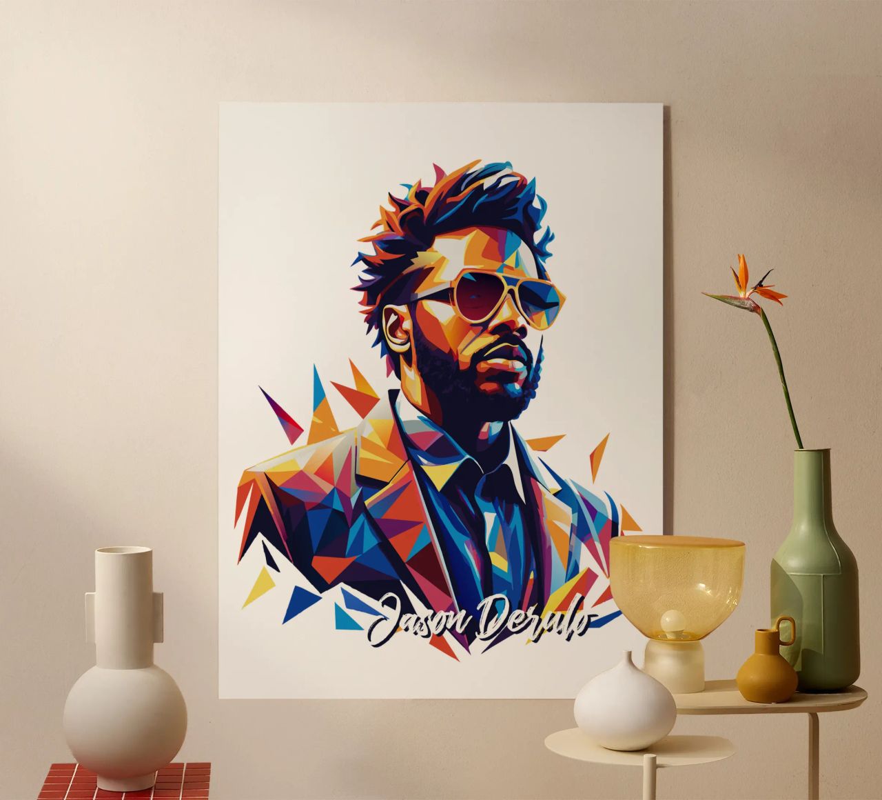 Jason Derulo Portrait in WPAP Pop Art plexiglass da vectorartnesia