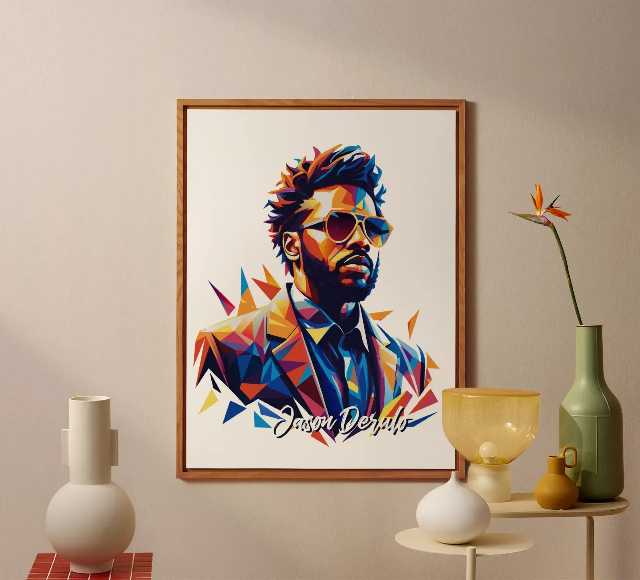 Jason Derulo Portrait in WPAP Pop Art Alu-Dibond von vectorartnesia