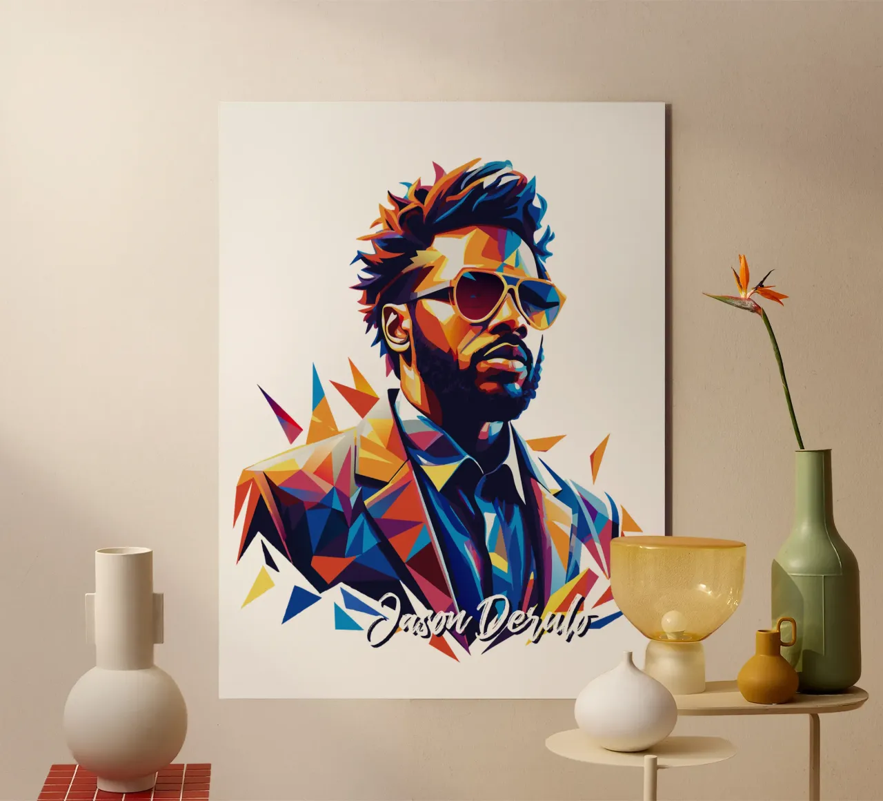 Jason Derulo Portrait in WPAP Pop Art Alu-Dibond von vectorartnesia