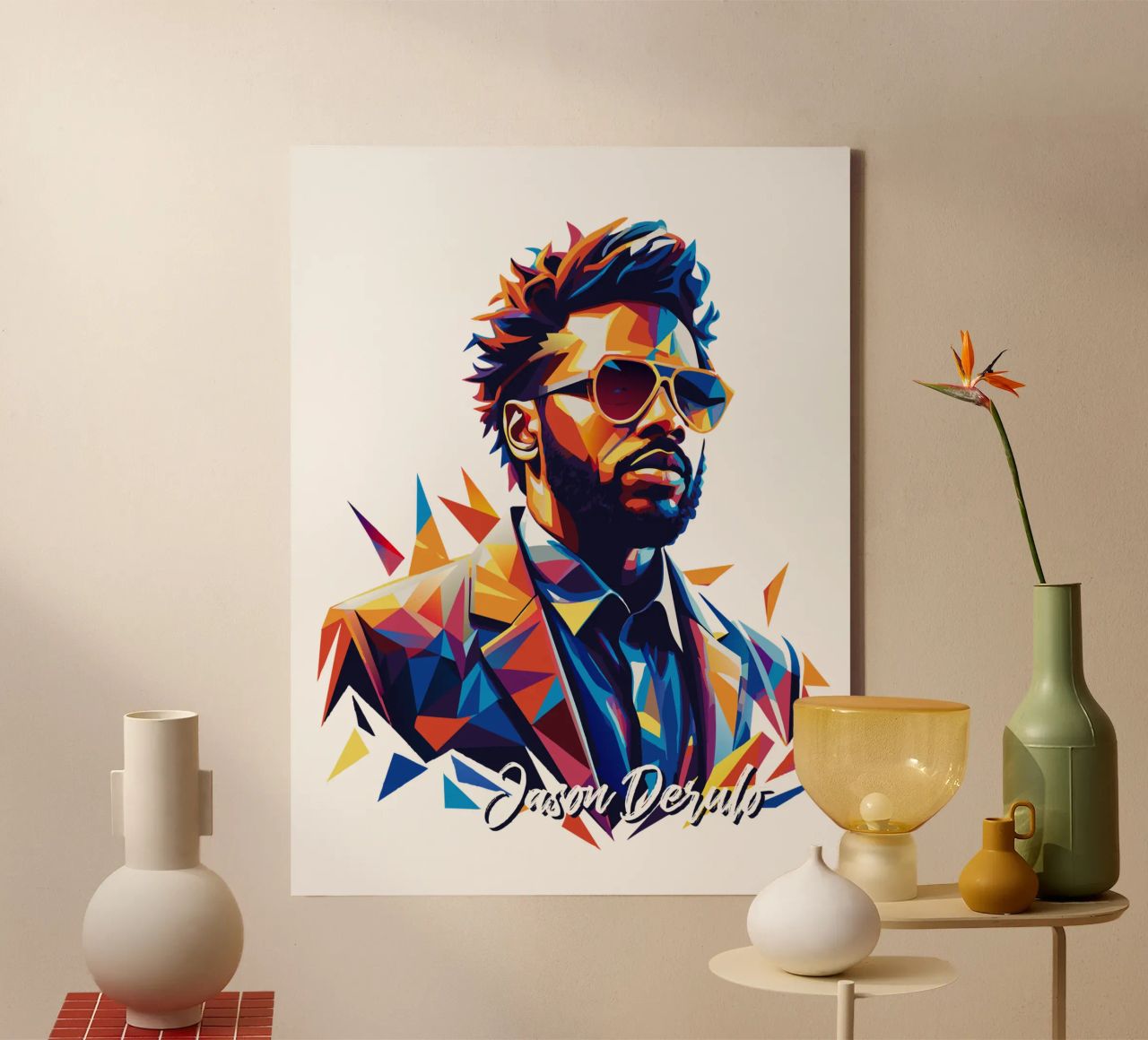 Jason Derulo Portrait in WPAP Pop Art tela da vectorartnesia