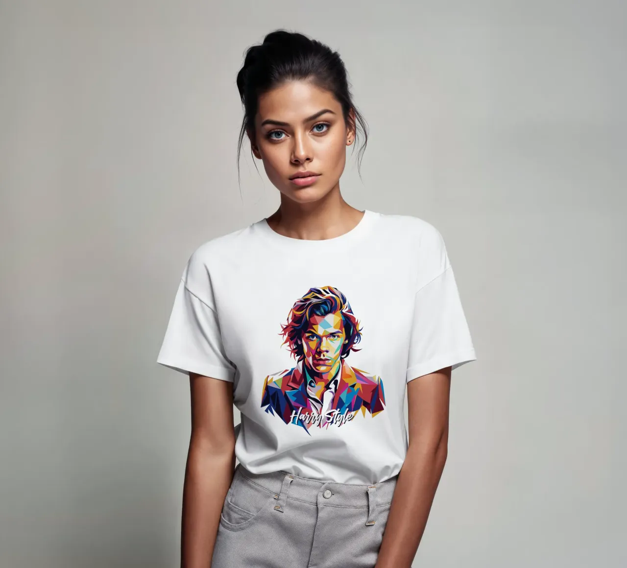 Harry Style Portrait in WPAP Pop Art t-shirt da vectorartnesia