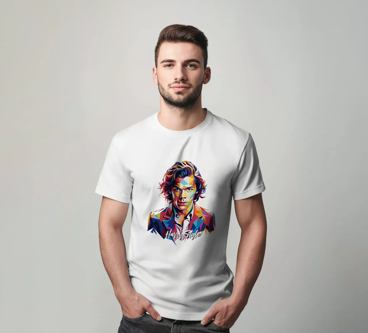 Harry Style Portrait in WPAP Pop Art t-shirt da vectorartnesia