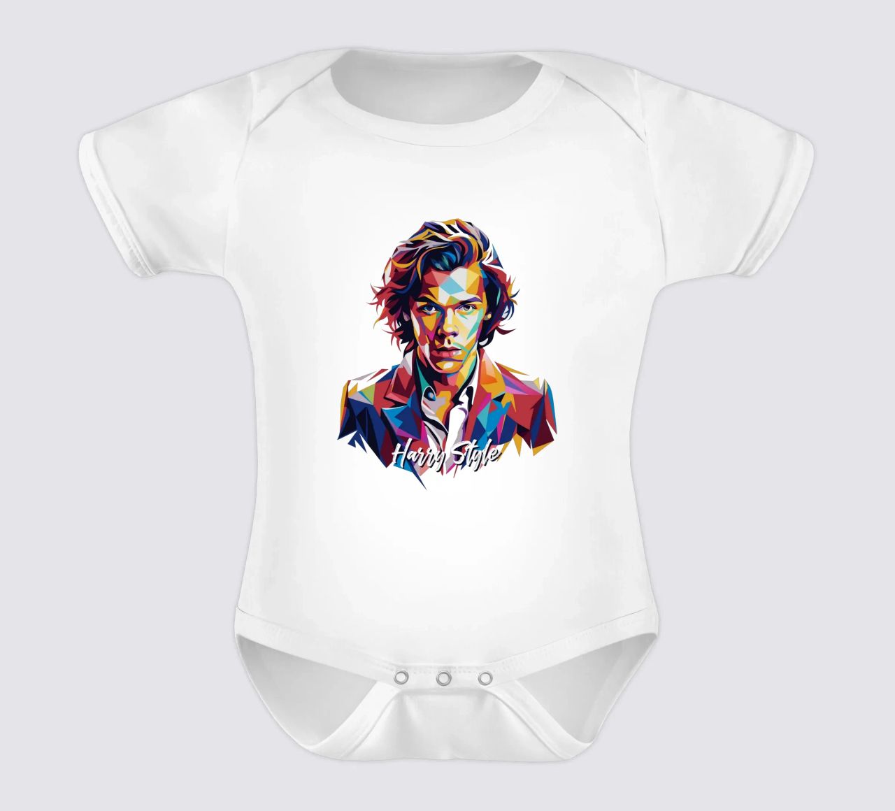 Harry Style Portrait in WPAP Pop Art body neonato maniche corte da vectorartnesia