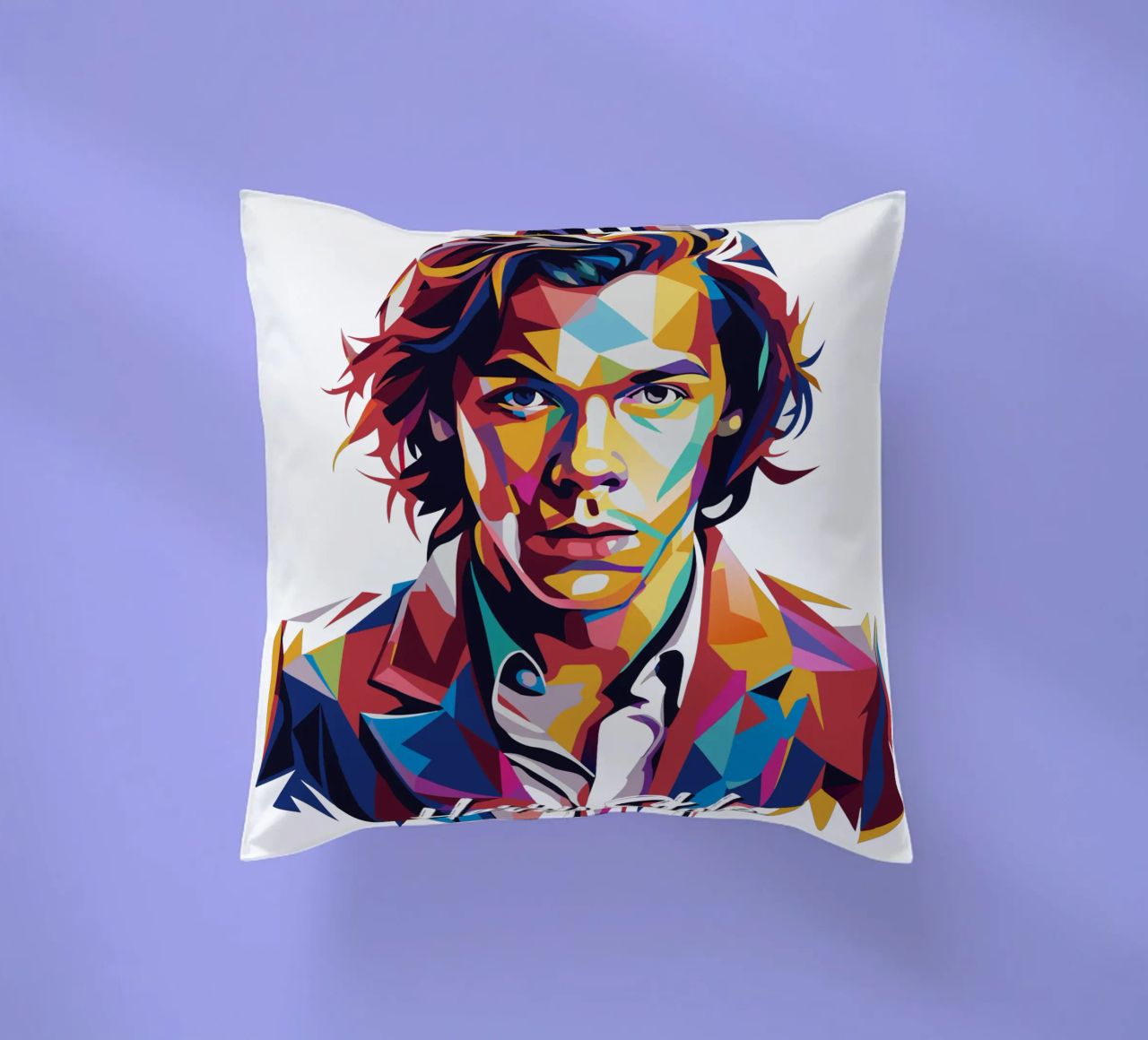 Harry Style Portrait in WPAP Pop Art cuscino da vectorartnesia
