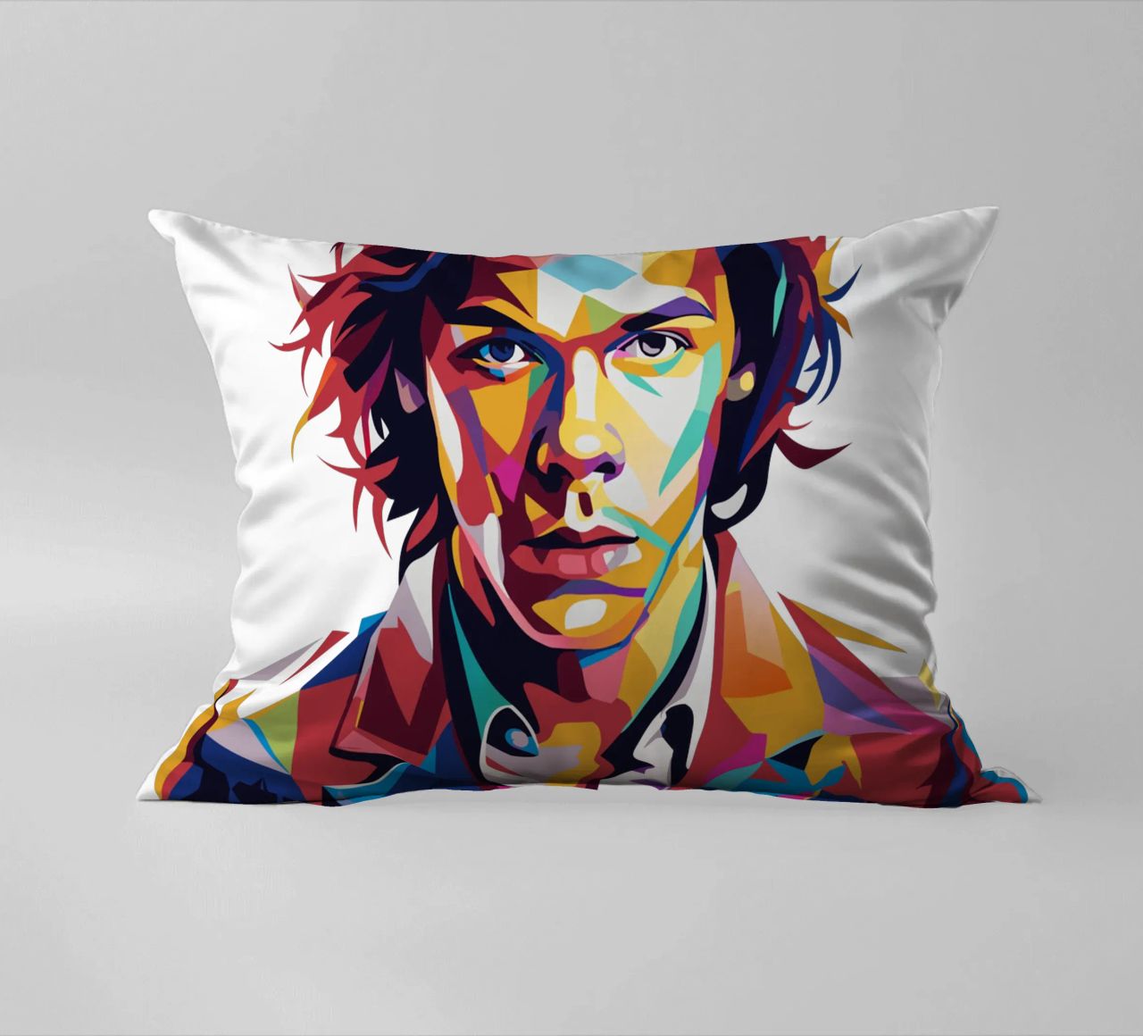 Harry Style Portrait in WPAP Pop Art cuscino da vectorartnesia