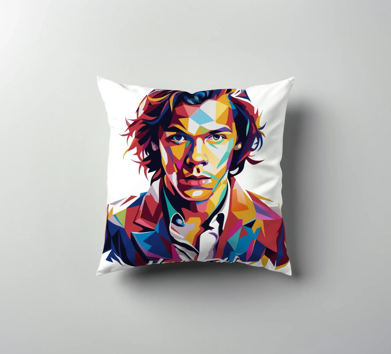 Harry Style Portrait in WPAP Pop Art cuscino da vectorartnesia