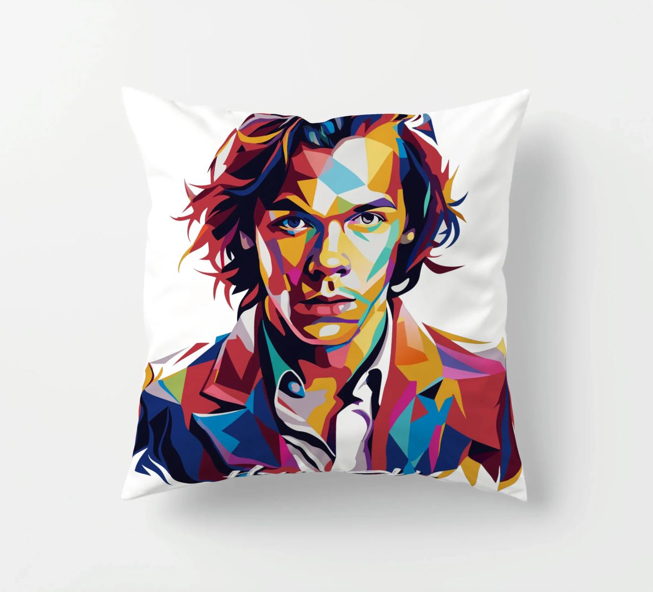 Harry Style Portrait in WPAP Pop Art cuscino da vectorartnesia