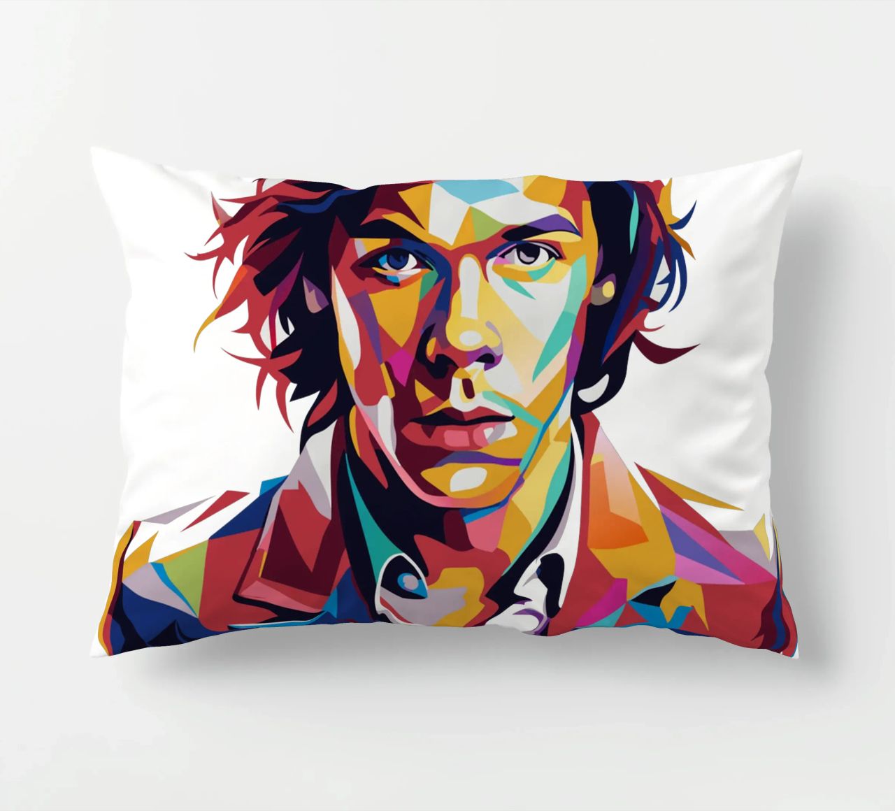 Harry Style Portrait in WPAP Pop Art cuscino da vectorartnesia