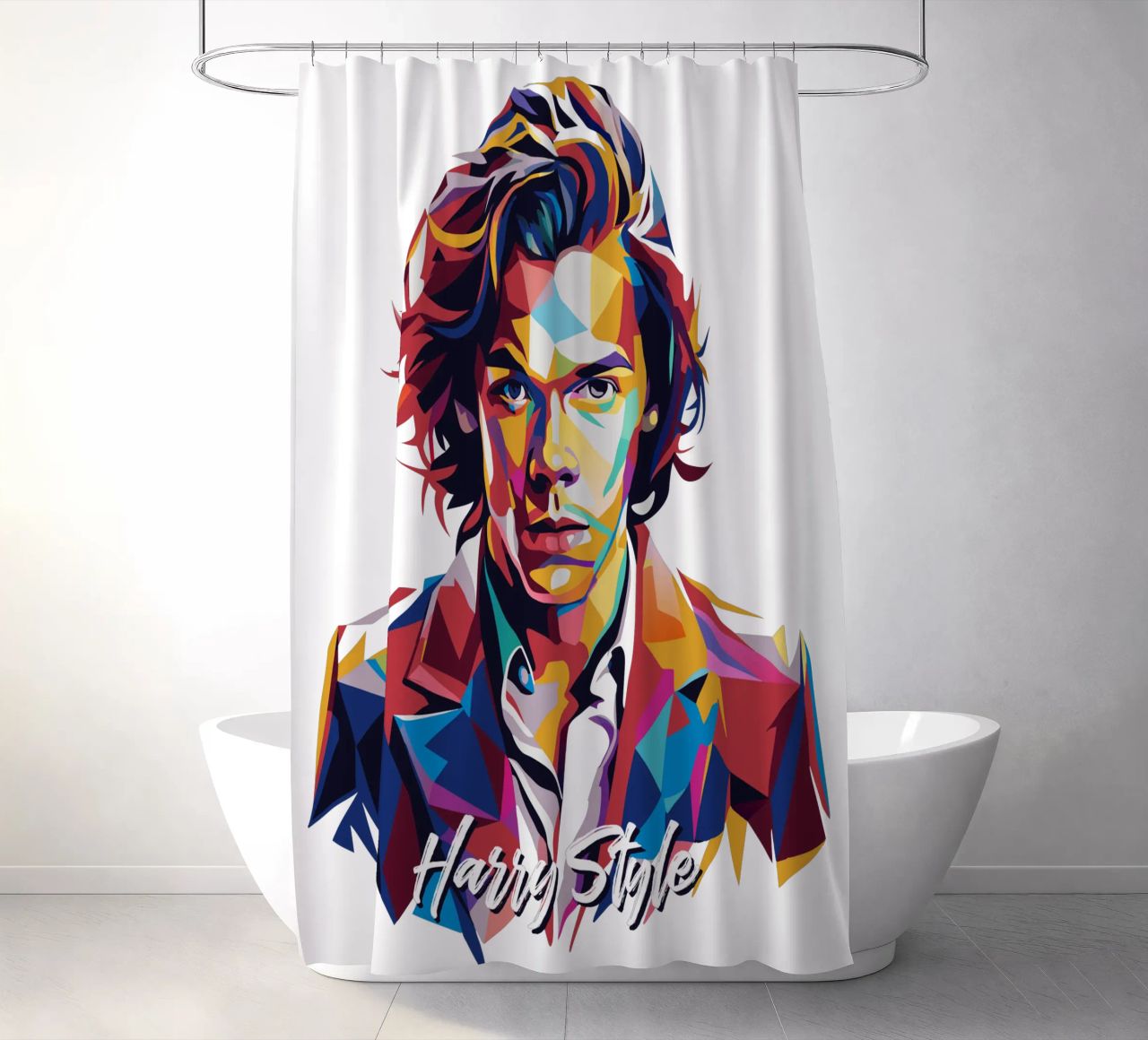 Harry Style Portrait in WPAP Pop Art tenda da doccia da vectorartnesia