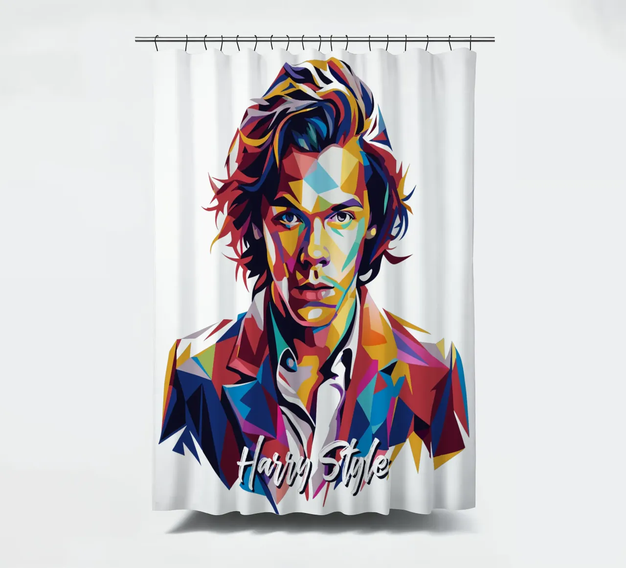 Harry Style Portrait in WPAP Pop Art tenda da doccia da vectorartnesia