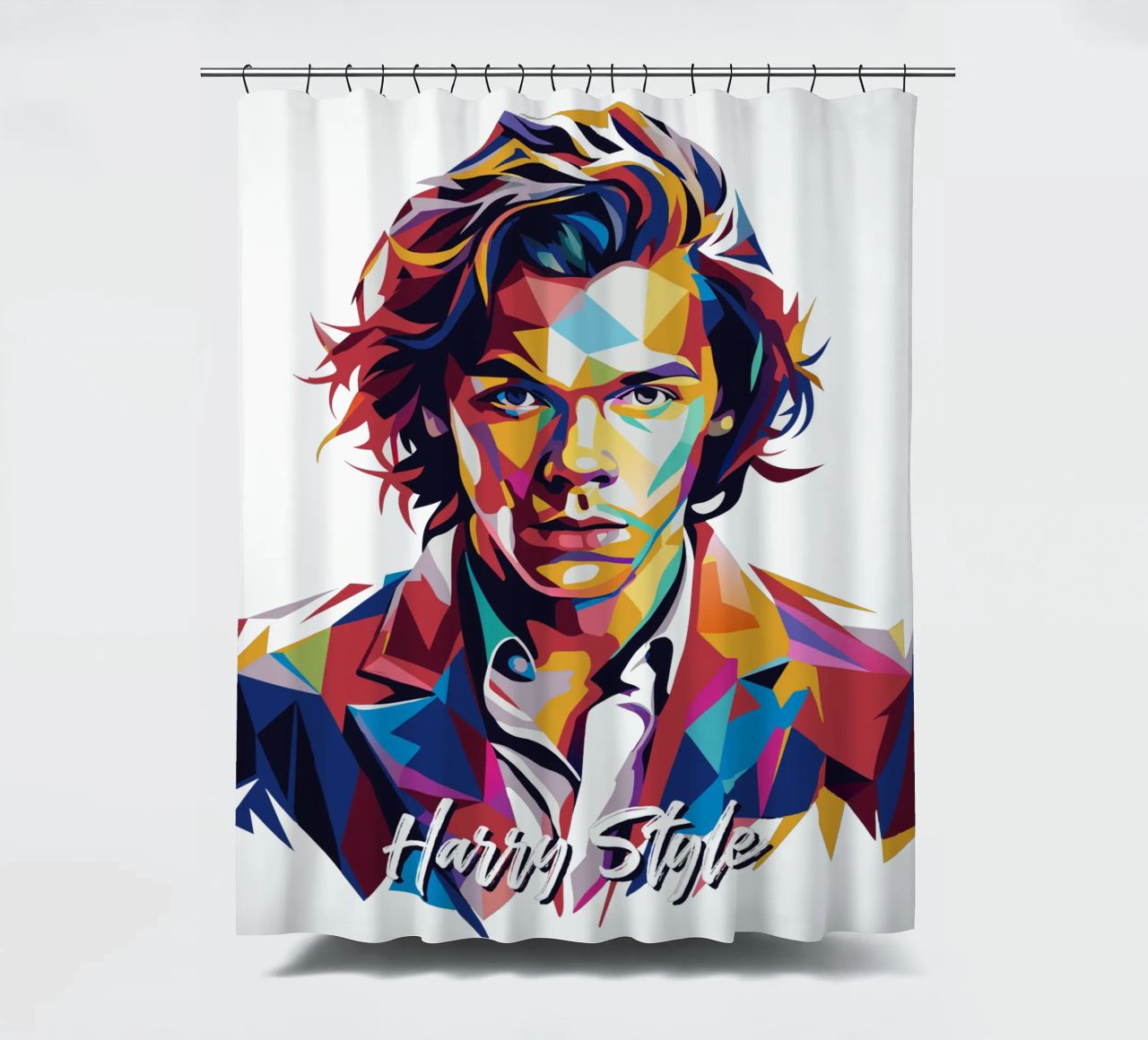 Harry Style Portrait in WPAP Pop Art tenda da doccia da vectorartnesia