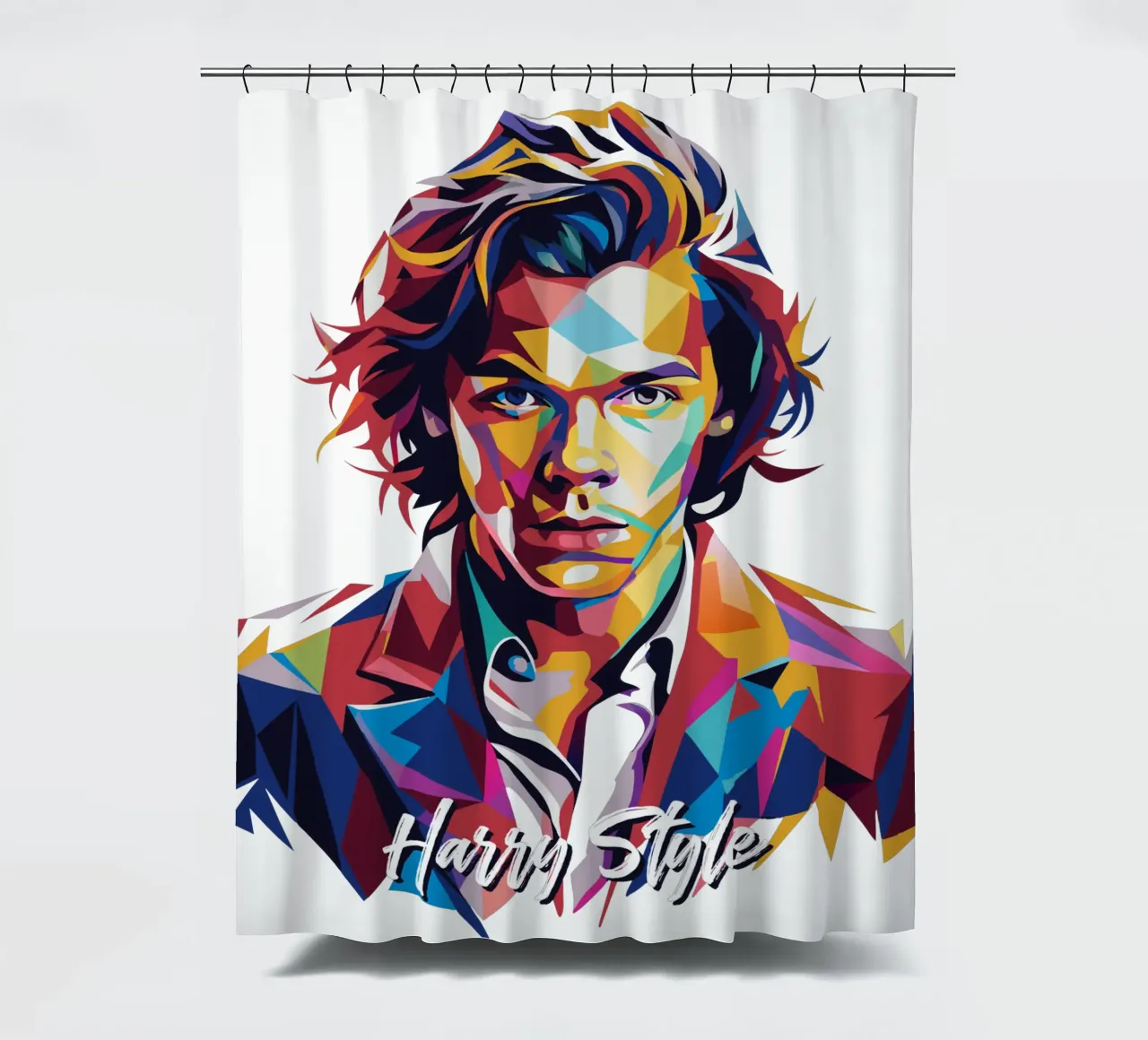 Harry Style Portrait in WPAP Pop Art tenda da doccia da vectorartnesia
