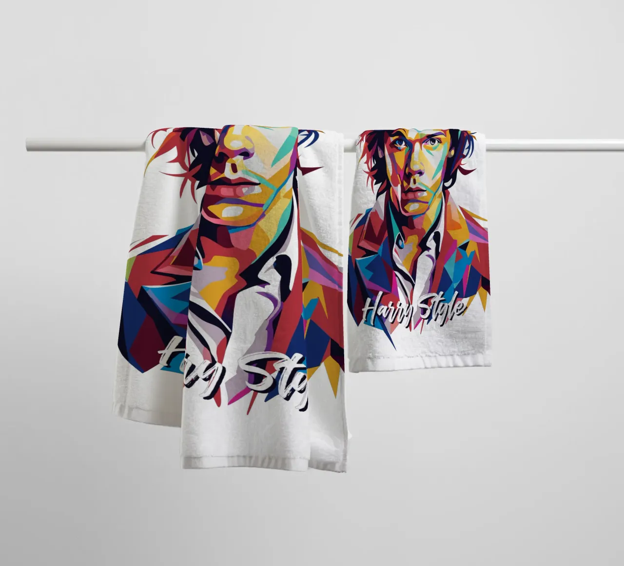 Harry Style Portrait in WPAP Pop Art asciugamano da bagno da vectorartnesia