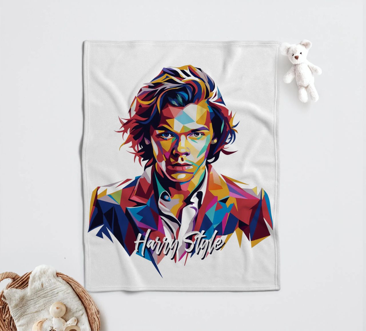 Harry Style Portrait in WPAP Pop Art coperta in pile da vectorartnesia