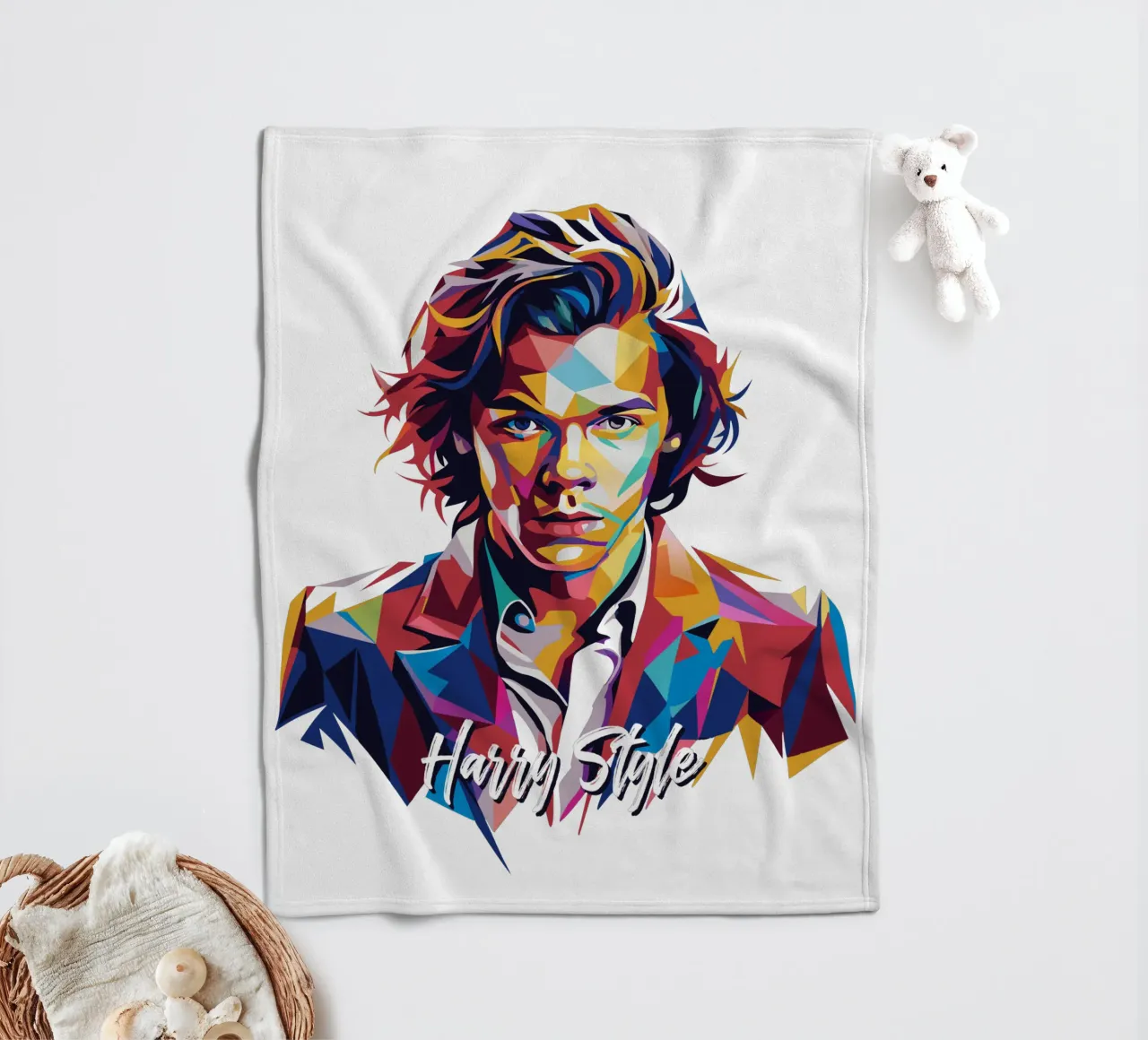 Harry Style Portrait in WPAP Pop Art coperta in pile da vectorartnesia