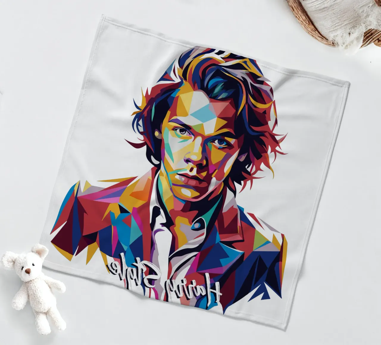 Harry Style Portrait in WPAP Pop Art coperta in pile da vectorartnesia
