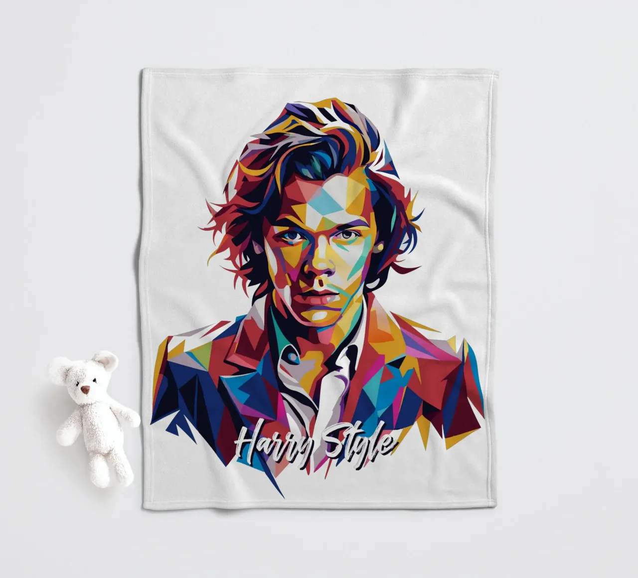 Harry Style Portrait in WPAP Pop Art coperta in pile da vectorartnesia