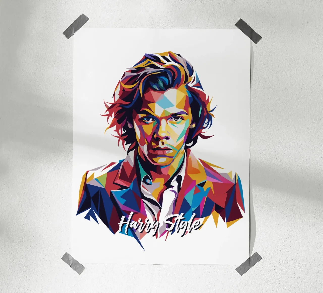 Harry Style Portrait in WPAP Pop Art carta hahnemühle da vectorartnesia