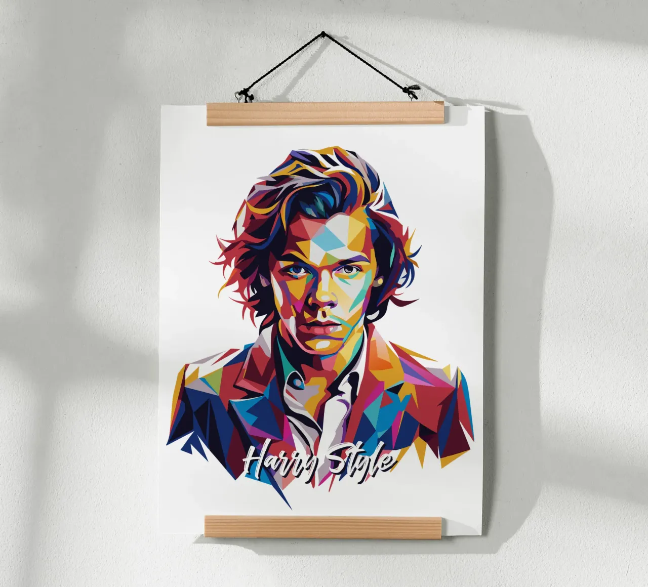 Harry Style Portrait in WPAP Pop Art carta hahnemühle da vectorartnesia