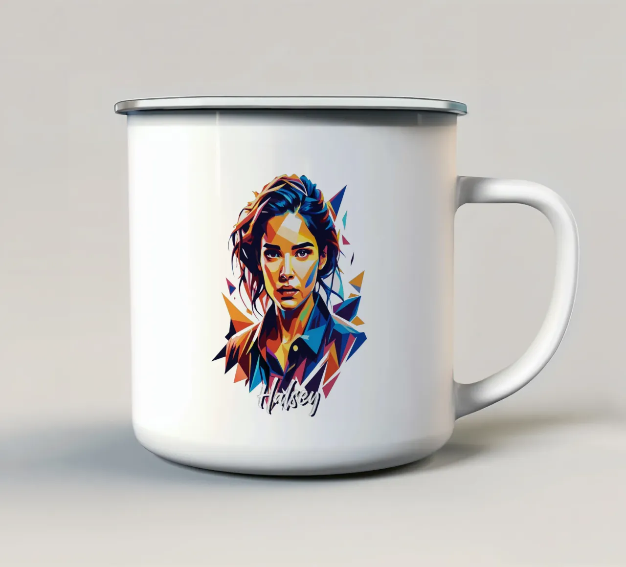 Ritratto di Halsey in WPAP Pop Art tazza in smalto da vectorartnesia