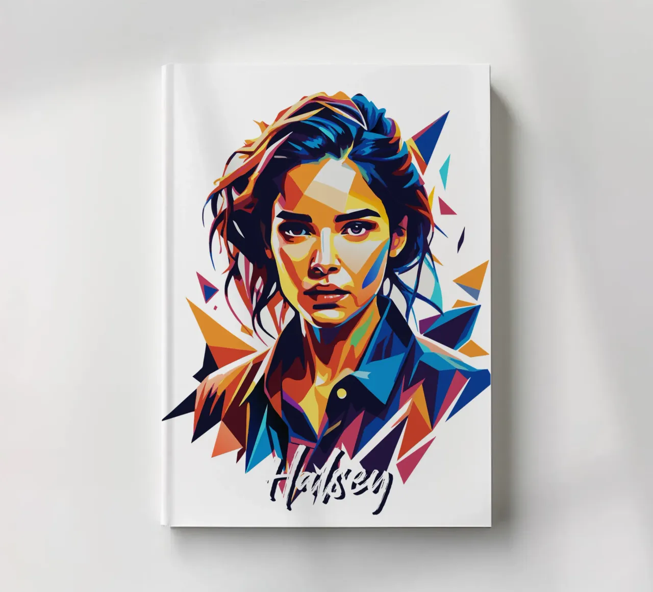 Halsey Portrait in WPAP Pop Art notebook by vectorartnesia