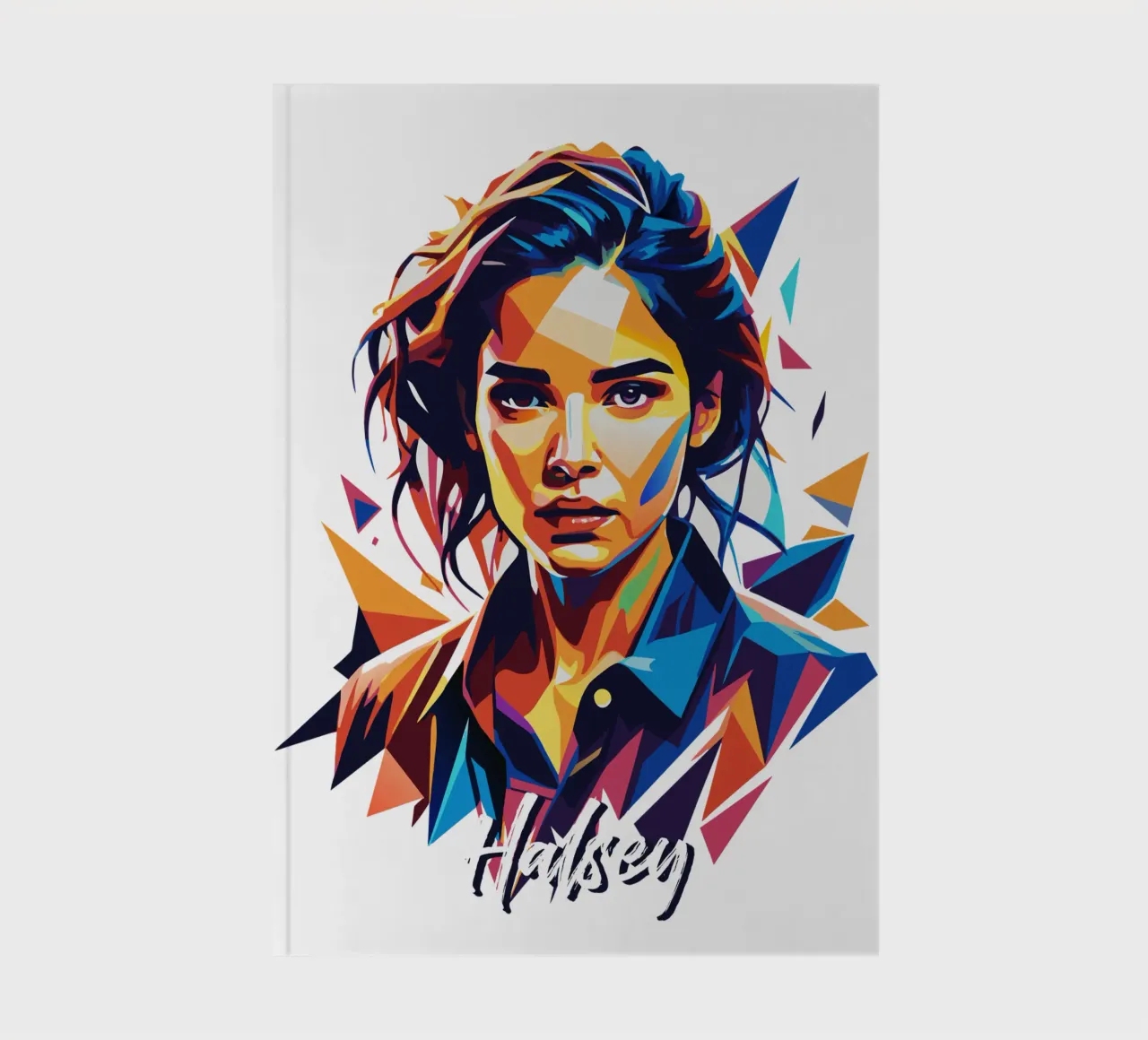 Halsey Portrait in WPAP Pop Art notebook by vectorartnesia