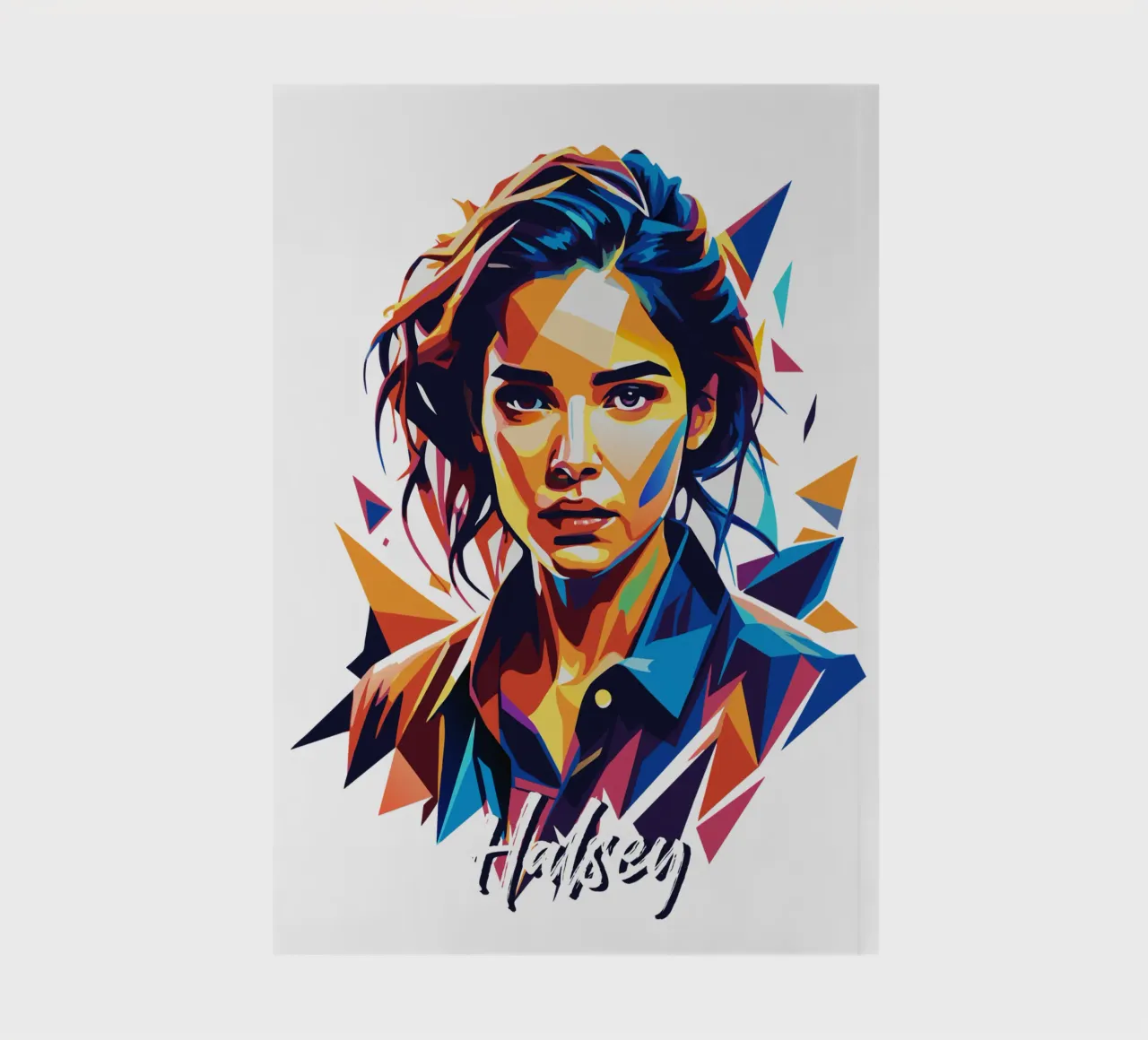 Halsey Portrait in WPAP Pop Art notebook by vectorartnesia