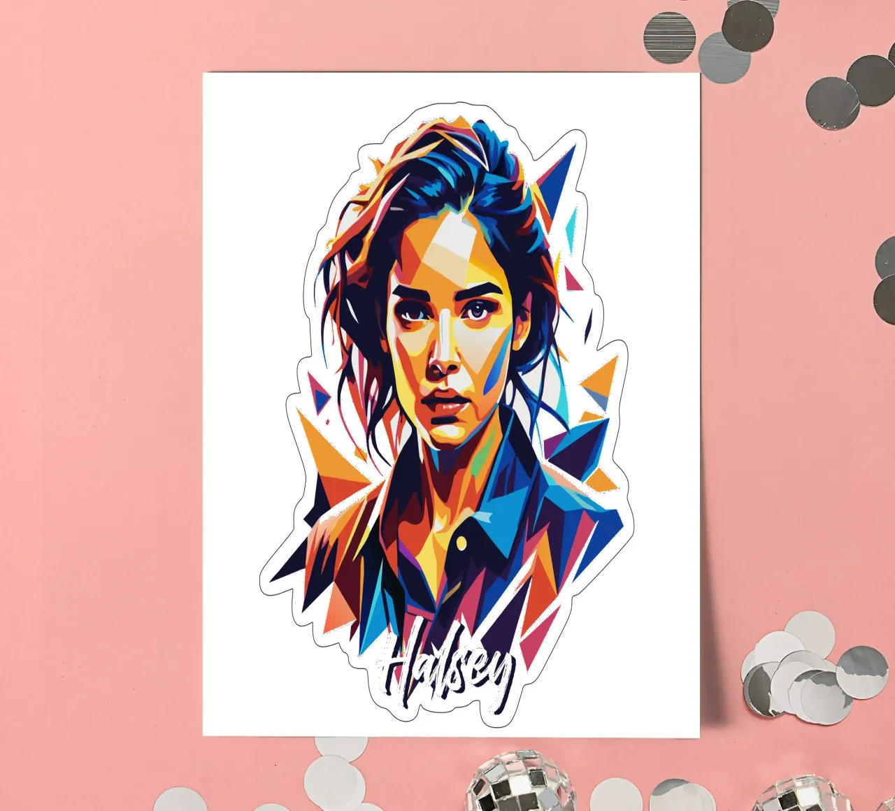 Halsey Portrait in WPAP Pop Art sticker sheet by vectorartnesia