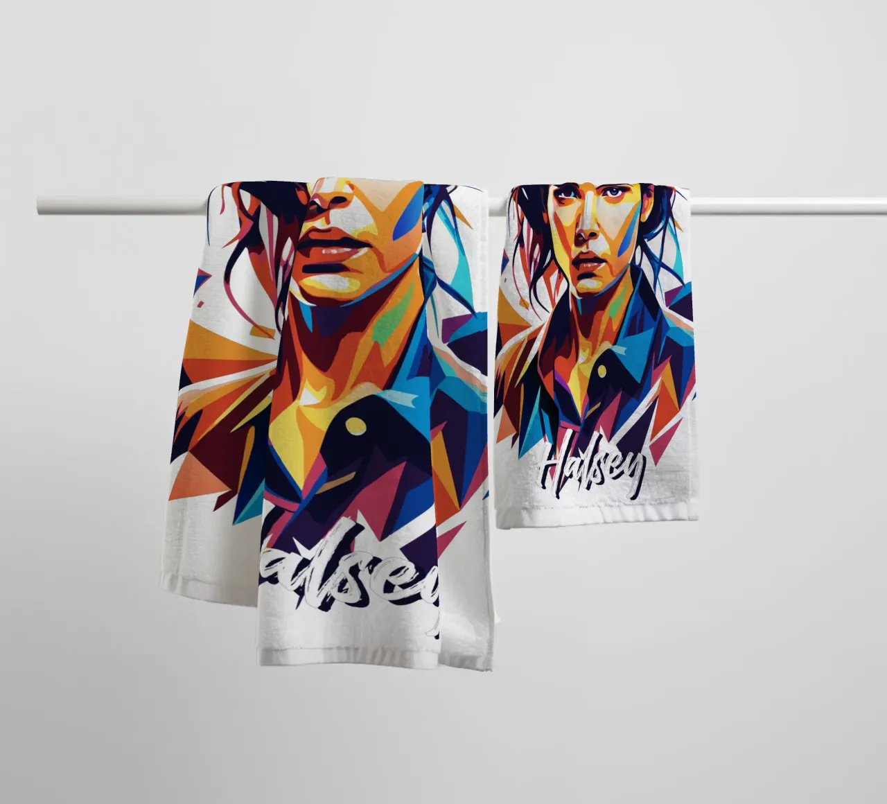 Ritratto di Halsey in WPAP Pop Art asciugamano da bagno da vectorartnesia