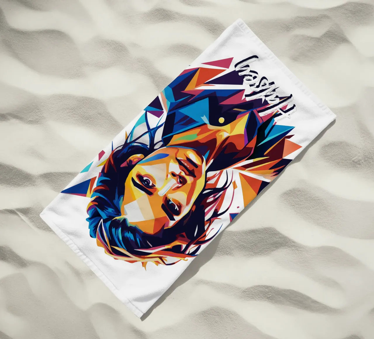 Ritratto di Halsey in WPAP Pop Art telo mare da vectorartnesia