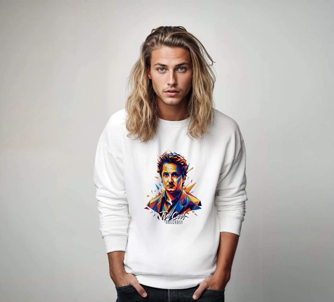 Tre Cool Portrait in WPAP Pop Art sweatshirt by vectorartnesia