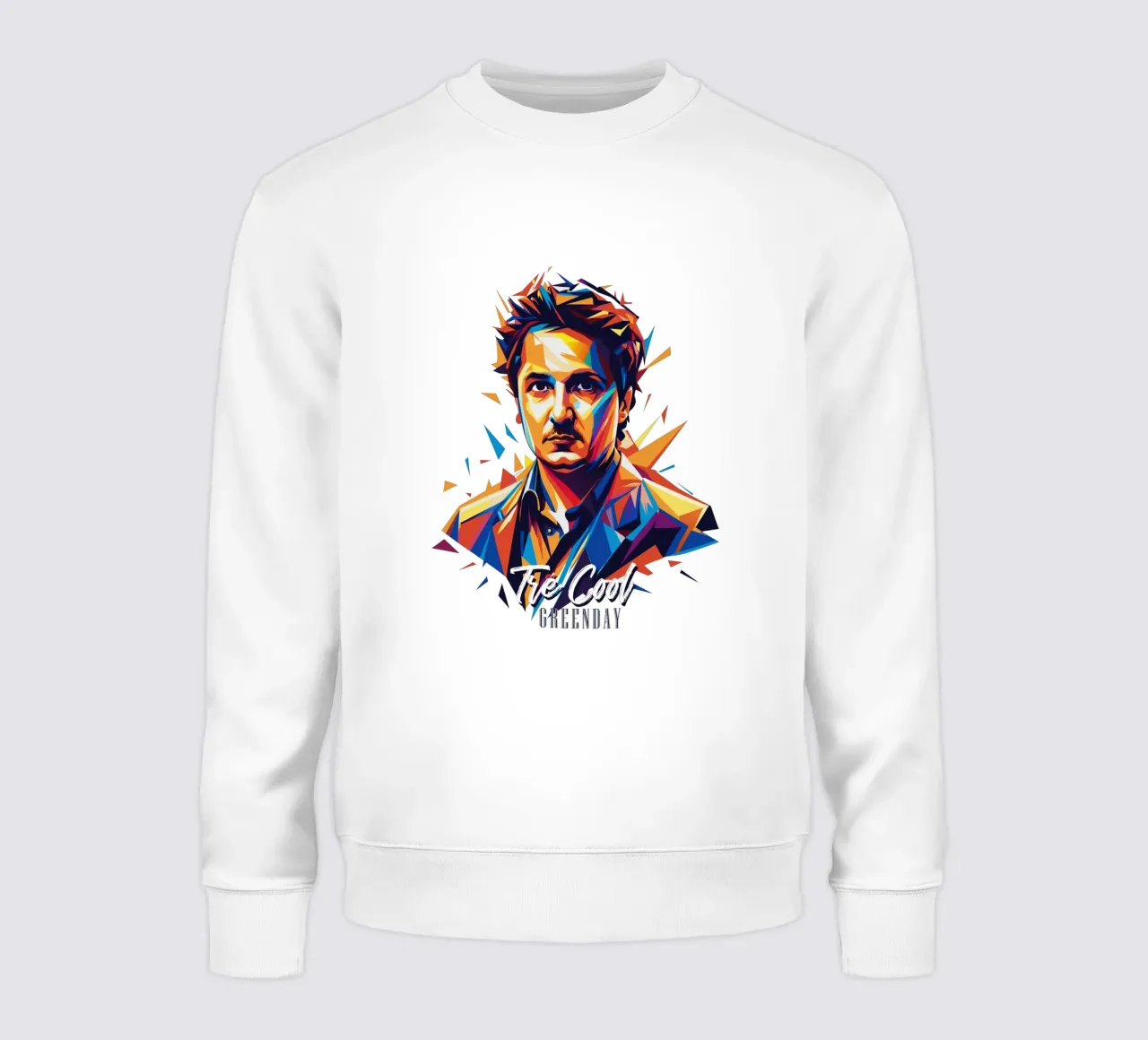 Tre Cool Portrait in WPAP Pop Art Sweatshirt von vectorartnesia